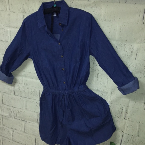 J for Justify Pants - J for Justify chambray long sleeve romper